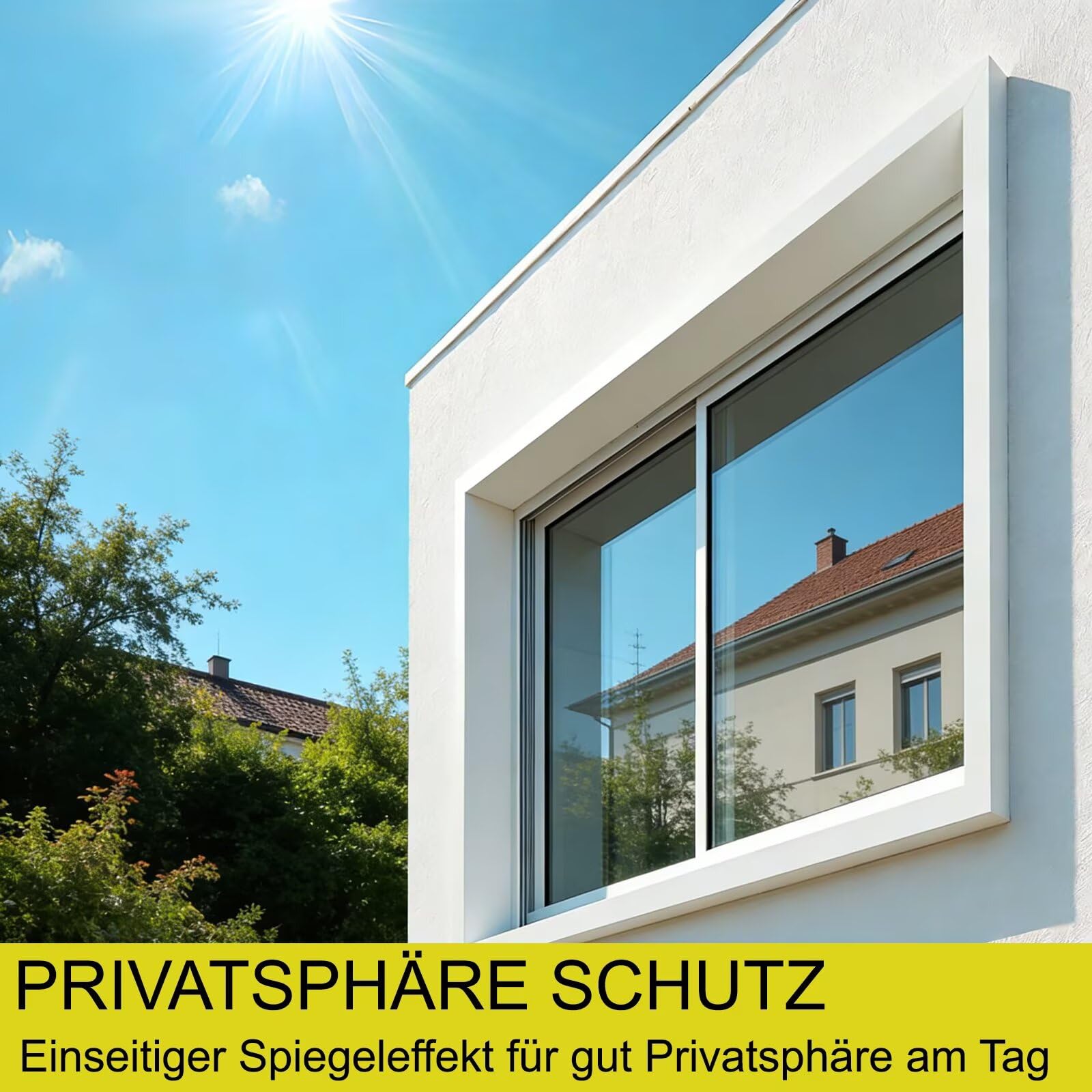 Hitzeschutzfolie Fenster außen & Innen Spiegelfolie Fenster Sichtschutz Fensterfolie Hitzeschutz Sonnenschutzfolie UV Schutzfolie Thermofolie Fenster gegen Hitze für Sommer Silber 90x200cm