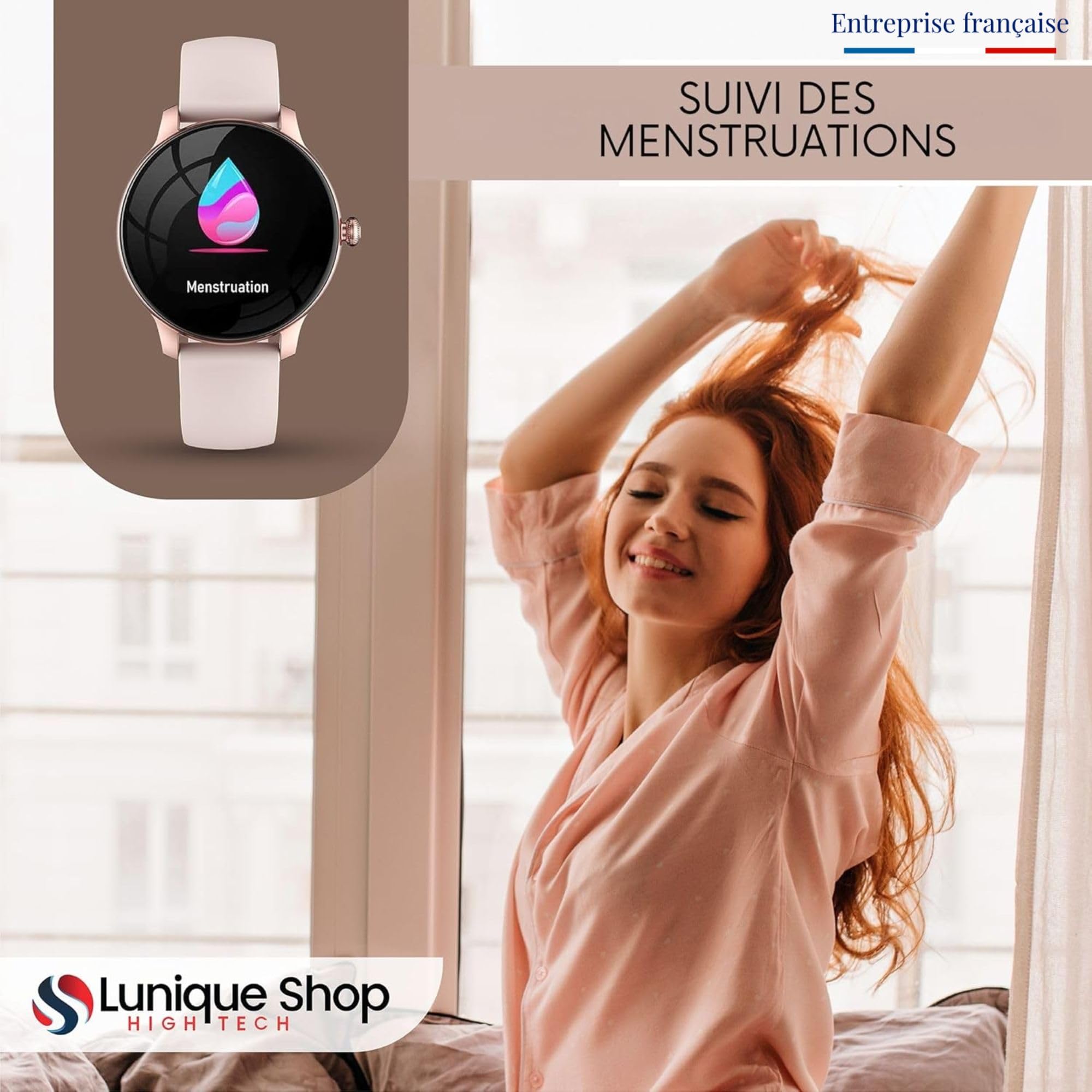 Montre Connectée Femme Ronde LSFIT | Montre Petite Taille | Moniteur Sommeil spO2 podometre | Fréquence Cardiaque | Montre Intelligente Adolescente Fille | Compatible Android iOS