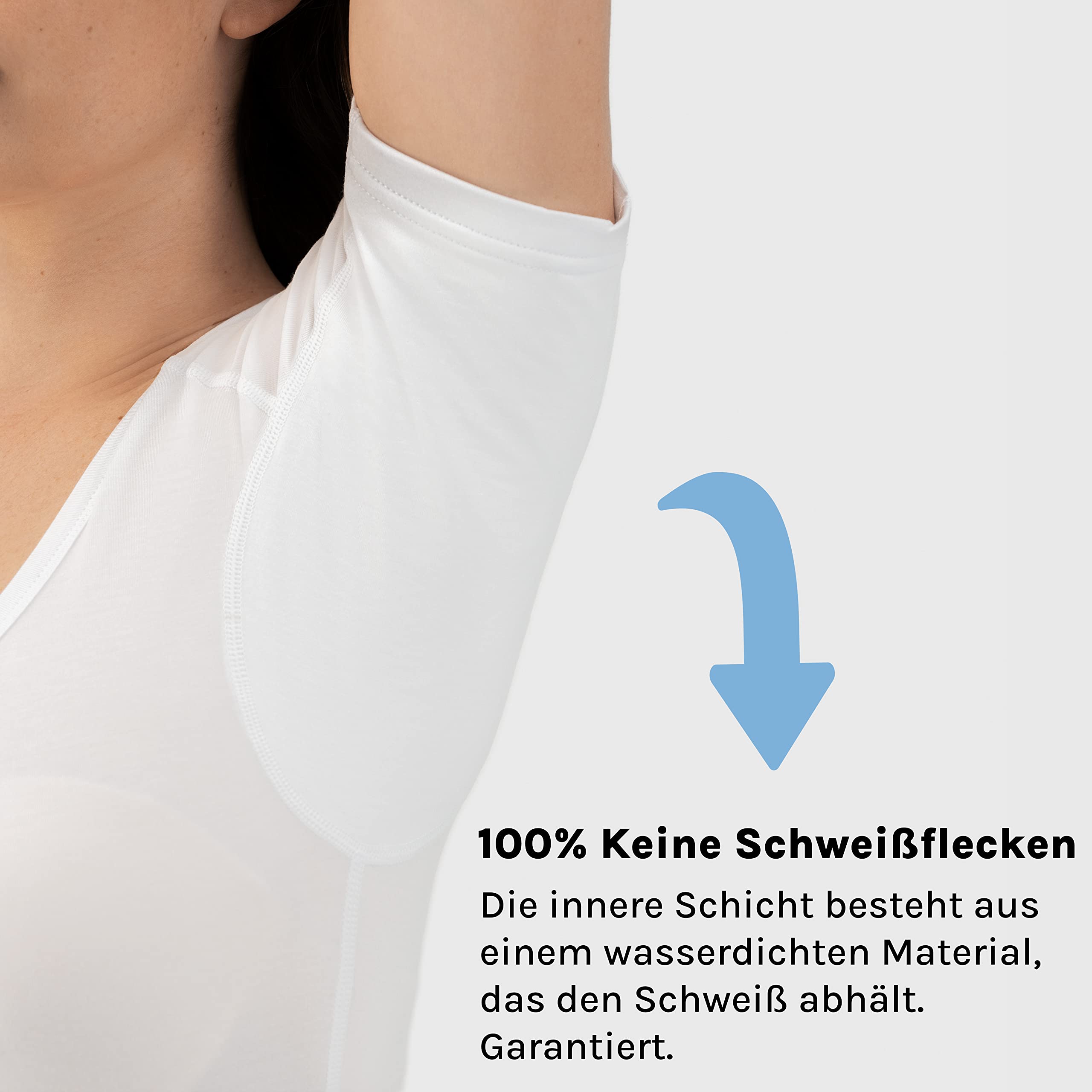 T-Shirt Anti Transpiration - T-Shirt Contre Les Taches de Sueur - Tee Shirt Anti Transpirant - avec ArmPads Pro et Traitement à l'argent - Dames - Col Rond
