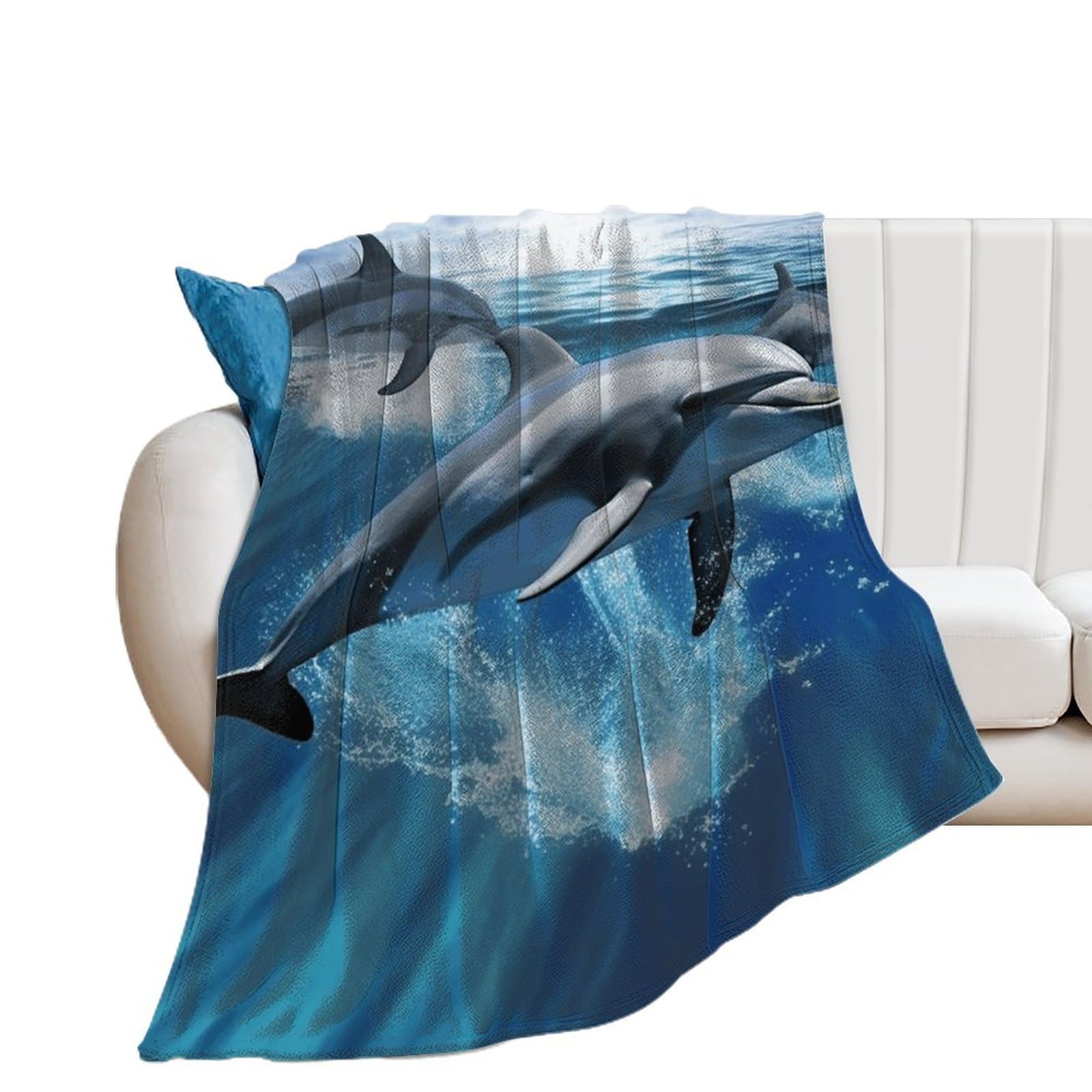 Couverture légère flanelle dauphin pour canapé lit voyage camping