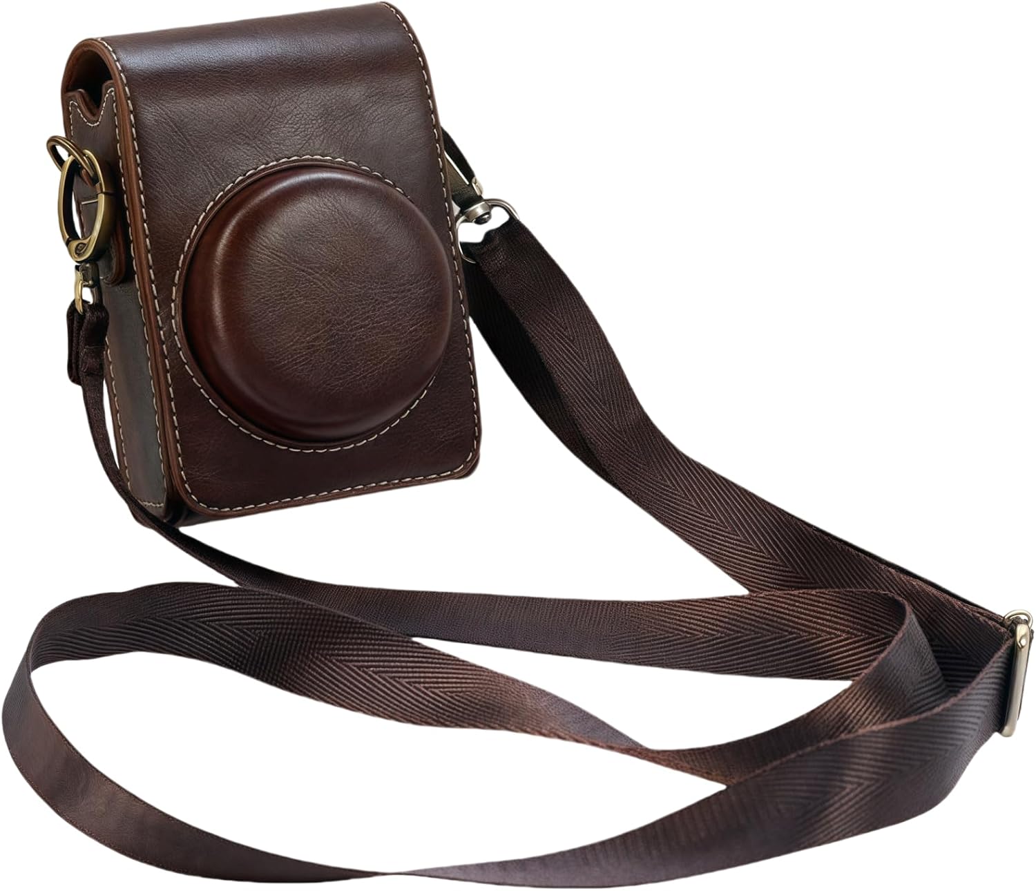 ZV-1F Case,Camera Case for Sony ZV-1F/ ZV-1 II/ZV-1M2 Digital Camera,Digital camera PU leather storage bag with removable shoulder strap. (Vertical, Brown)