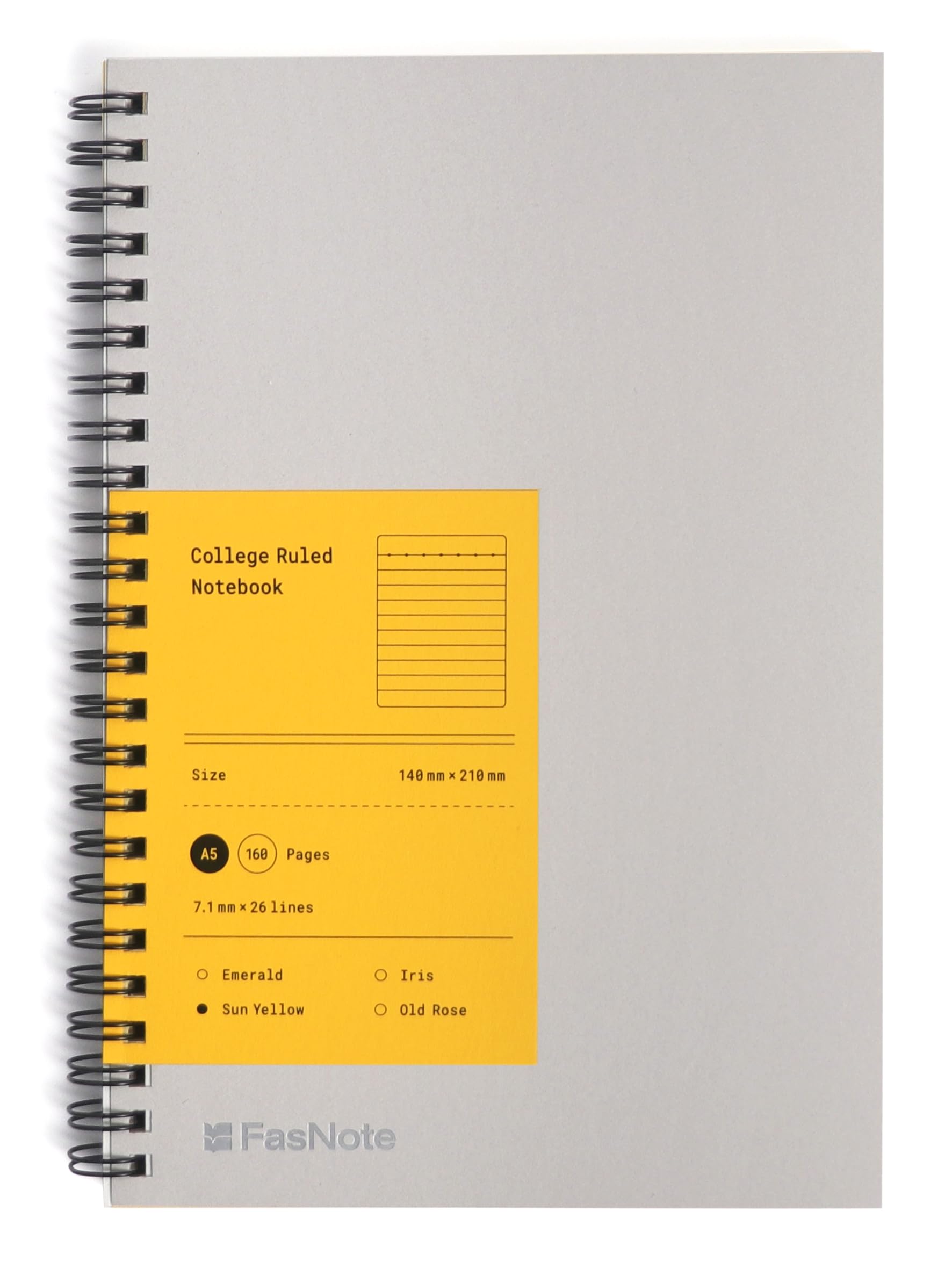 Amazon | FasNote スパイラルノート A5, 横罫, 160ページ, 耐久性の