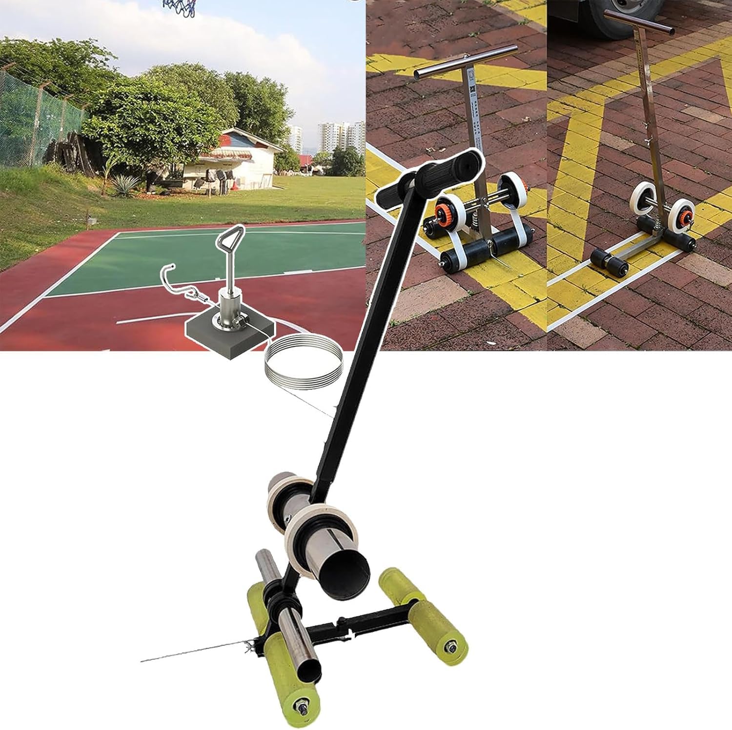 Máquina de cinta de línea de corte, máquina de marcado de cinta, ancho ajustable, cuerpo de acero inoxidable, herramienta de marcado manual de suelo, hormigón, canchas de baloncesto