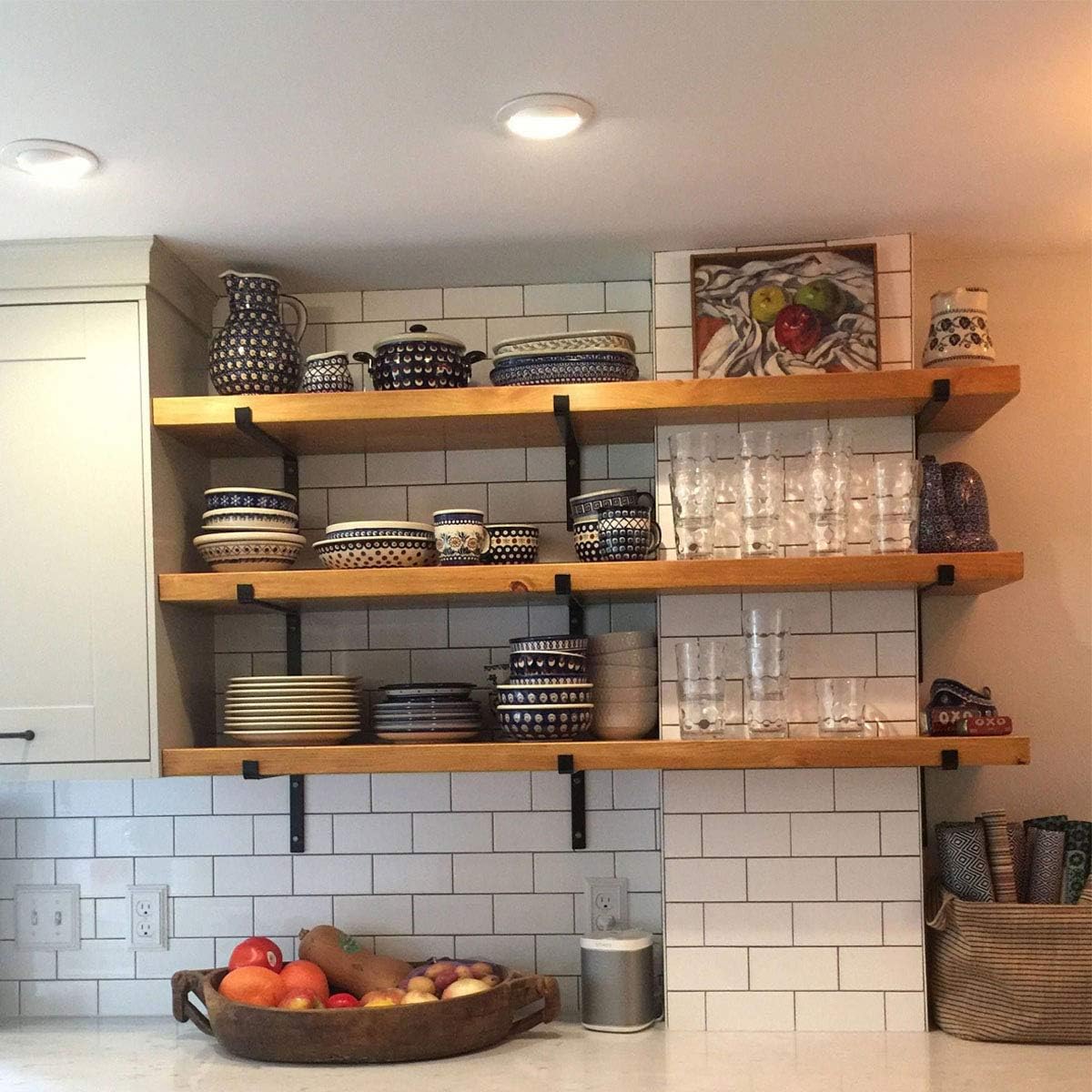 Exclusive Shelf Brackets -1/4 (6mm) Extra Thick Heavy Duty Black Metal Floating Bracket for Shelves, Rustic Farmhouse Iron Decorative L Bracket with Lip Hook, Wall Mount Bracket - 6 Pack(11.25)