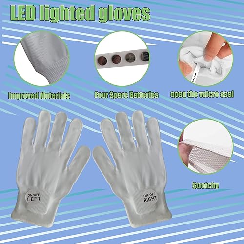 Miniatura 6 de LED Gloves, Light Up Gloves Finger Lights Colorful Flashing LED Gloves Kids Cool Toys for Christmas Halloween Clubbing Party