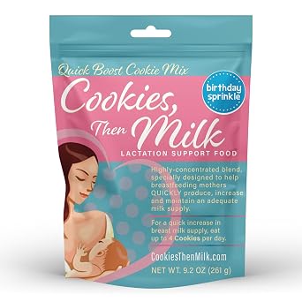 COOKIES, THEN MILK Quick Boost Lactation Mix with Oats, Pumping & Breastfeeding Support to Increase Breastmilk Supply, Lactation Support, Birthday Sprinkle Cookie Mix