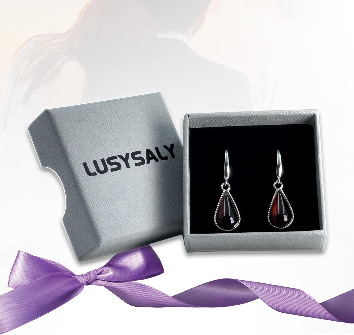 Baltic Cherry Amber Drop Dangle Earrings for Women with 925 Sterling Silver, Unique Design - Image 4