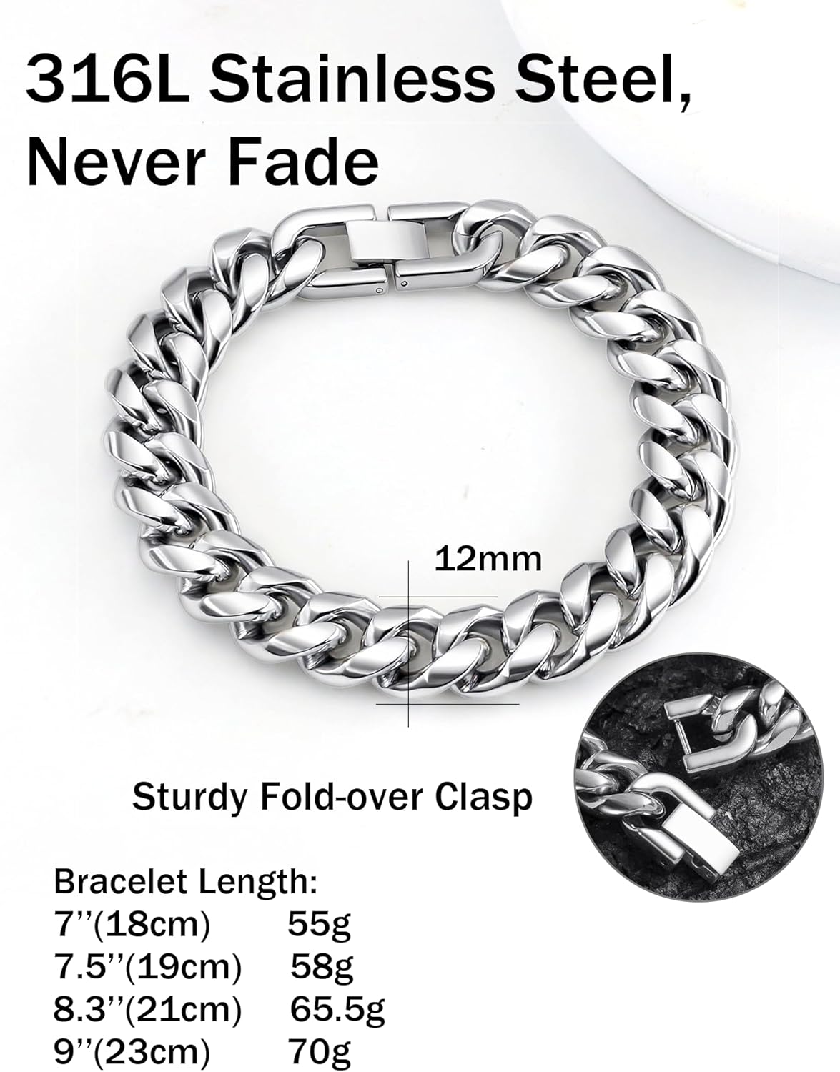 Stainless Steel Cuban Link Chain Bracelet for Men Women, 6mm/8mm/10mm/12mm/14mm Width, 7"-9"Length, Wrist Bracelets Fashion Jewelry(with Box) - Image 4