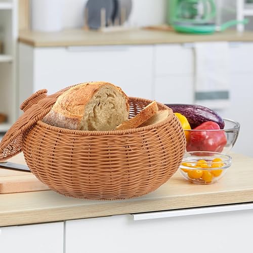 Miniatura 2 de Cesta de almacenamiento tejida de ratán cesta tejida para pan de mimbre para fruta, cubos de almacenamiento de mimbre, cesta de pan, pan de ajo,