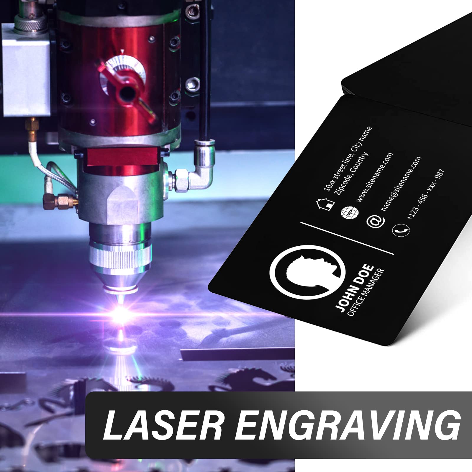 50 Carte Da Visita In Metallo Alluminio Anodizzato, 86x54x0,45 Mm, Nere, Perfette Per Incisione Laser Fai-da-te