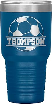 Personalized Soccer Tumbler with Name - 30oz Stainless Steel - Blue
