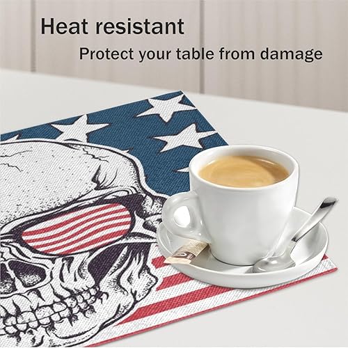 Miniatura 5 de Funny Skulls Design Placemats Set of 4 Table Mats Washable Placemat Waterproof Place Mats for Party Home Dining Table Decor 18x12 in