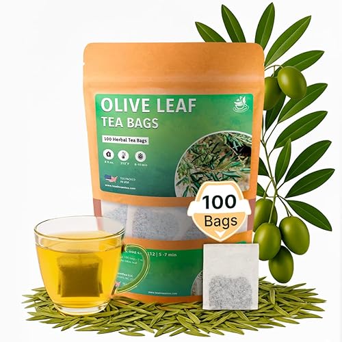 Miniatura 1 de TeaDreamTea Té de hoja de olivo, 100 bolsas, juego de té de oliva, bolsas de té de hierbas (100 unidades) - Sin cafeína - Té de hierbas de hojas