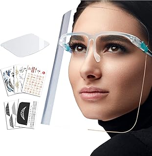 フェイスシールド【 メガネ型 】1個 セット【 メガネ フレーム×1個、 シールド ×2枚】＋おまけ付き【Serge源's オリジナル gensg.jp デコレーションフィルムセット】個包装 ダンボール入り