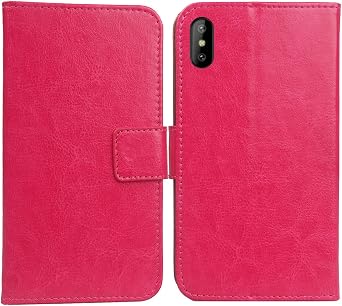 Color Design PU Wallet Flip Leather with Card Slots Cover Skin Protection Case Shell for EL 6C 5.5" Rose