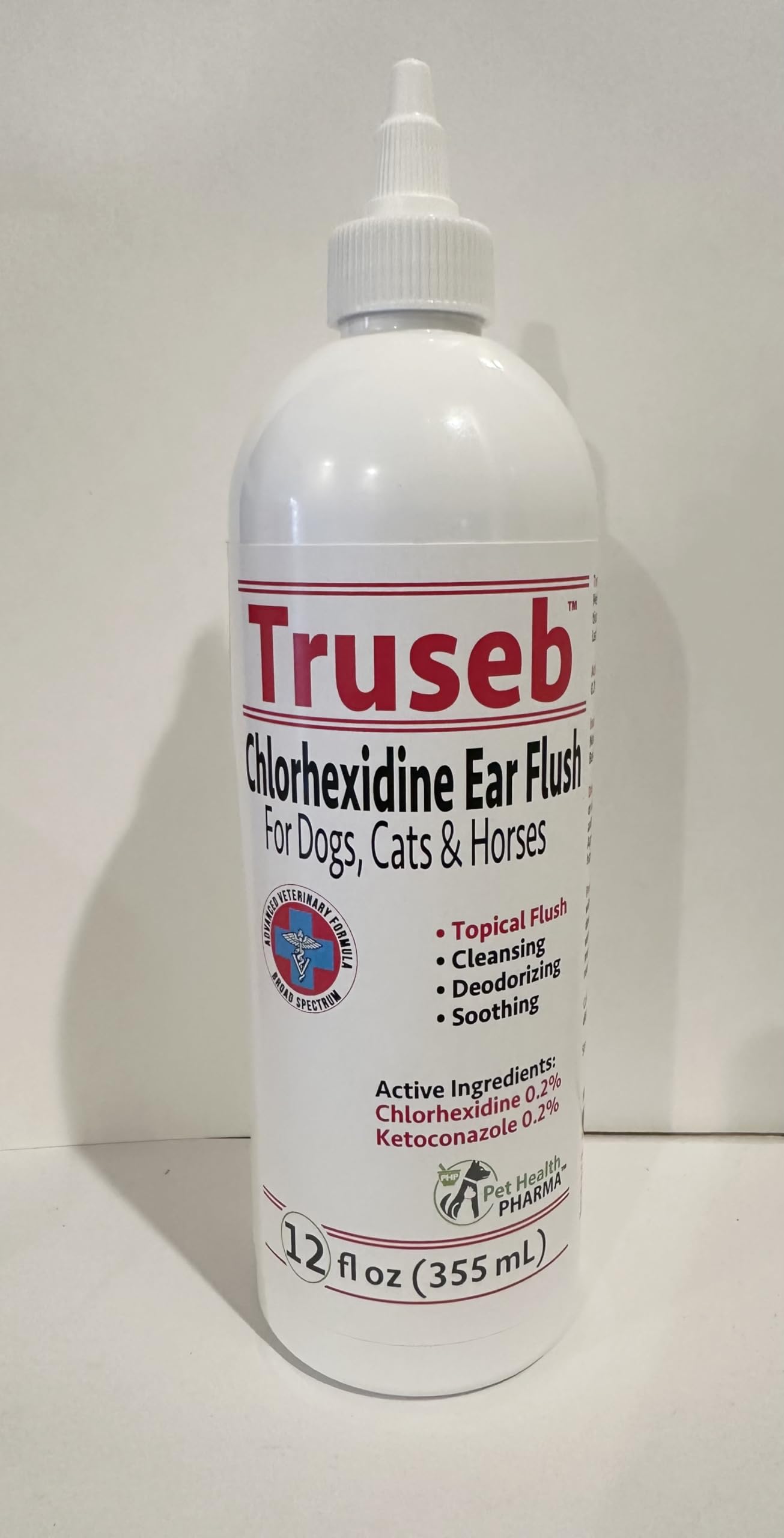 All Natural Ear Flush for Dogs & Cats, Chlorhexidine Ear and Vet-Strength Ear wash with a Light Scent (USA) (Chlorhexidine Ear Flush, 12 oz)