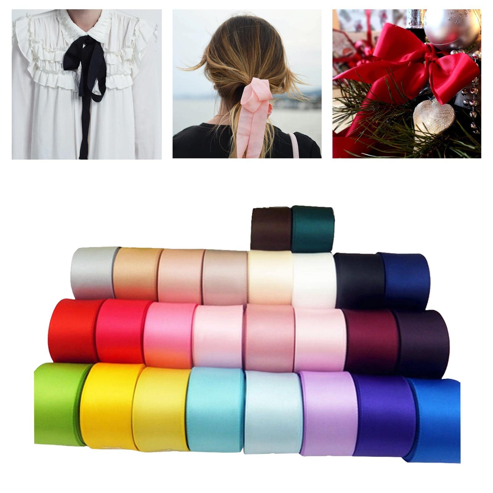 Amazon.co.jp: F Fityle 26枚入りセット 両面サテンリボン カラフル