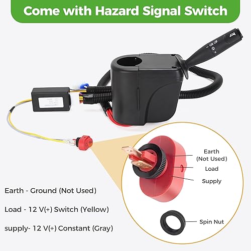 Miniatura 6 de Kit de señal de giro universal para carrito de golf de 12 V, interruptor de señal de giro de carrito de golf de 9 pines para Yamaha Club Car EZGO,