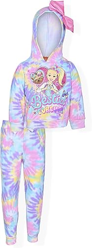 Nickelodeon Jojo Siwa - Conjunto de sudadera con capucha y lazo para niñas pequeñas y niños pequeños, multicolor, Teñido anudado