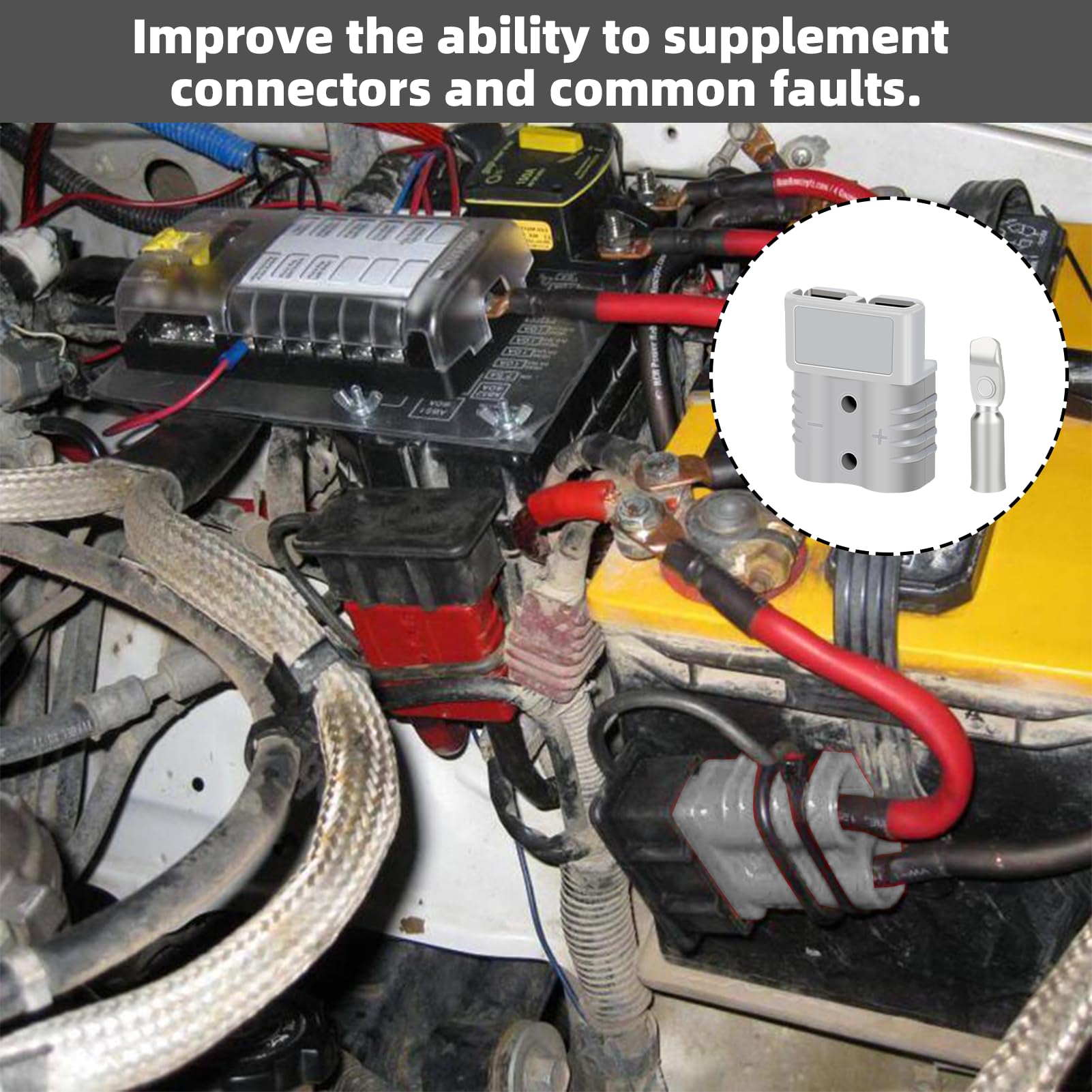 GUIRUIMOON Connecteur Anderson à 3 Voies, Connecteur De Batterie 50 A à Connecter/déconnecter Rapidement, Kit De Connecteur De Câble De Démarrage 8-12 AWG Pour Automobile, Treuils Et Remorques (kit