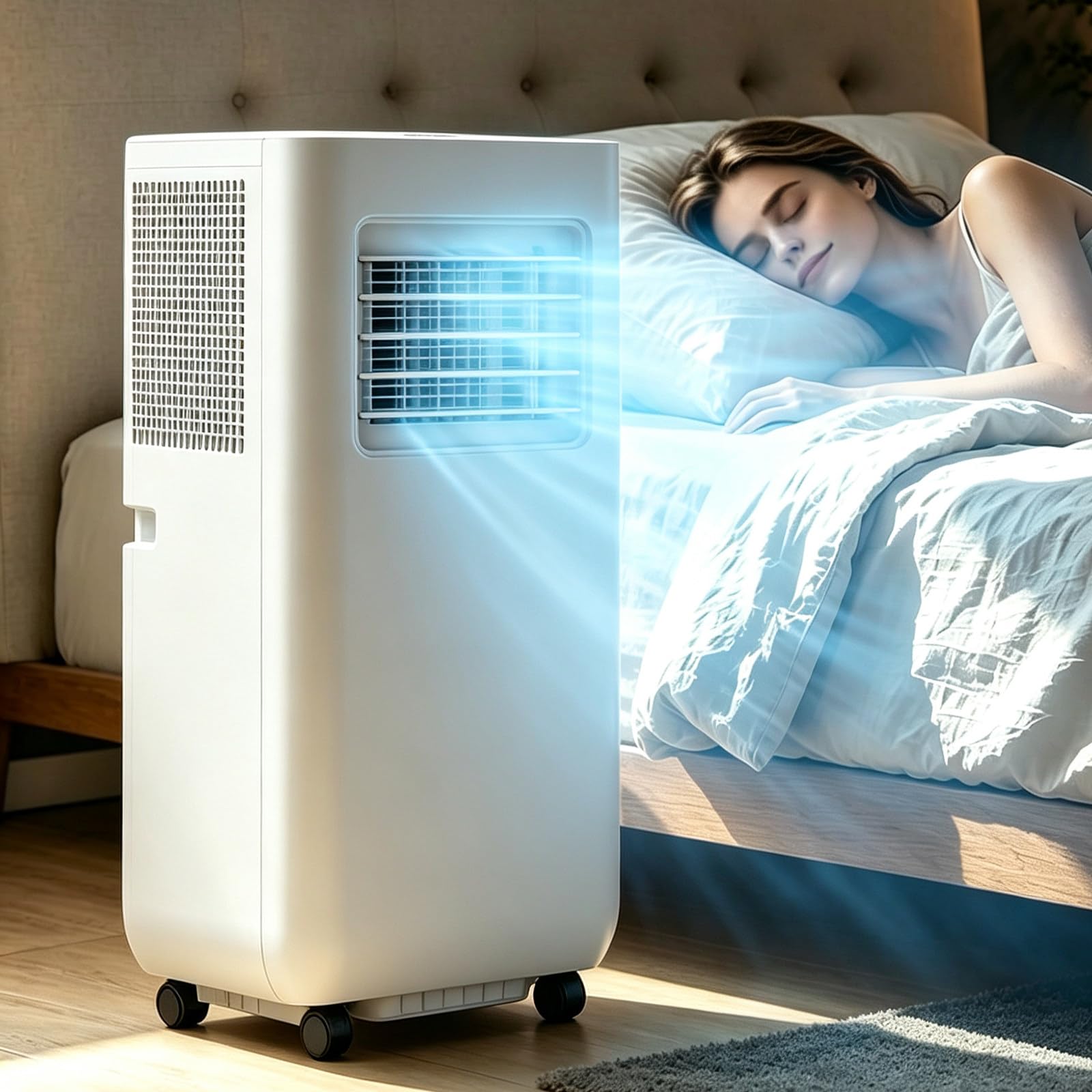 Przenośny Klimatyzator 14000 Btu Z Funkcją Osuszania I Pilotem – Chłodzi Powierzchnię Do 30 M², Cicha Praca, Zestaw Okienny W Komplecie, 3 Tryby Pracy, 2 Prędkości, Timer 24h