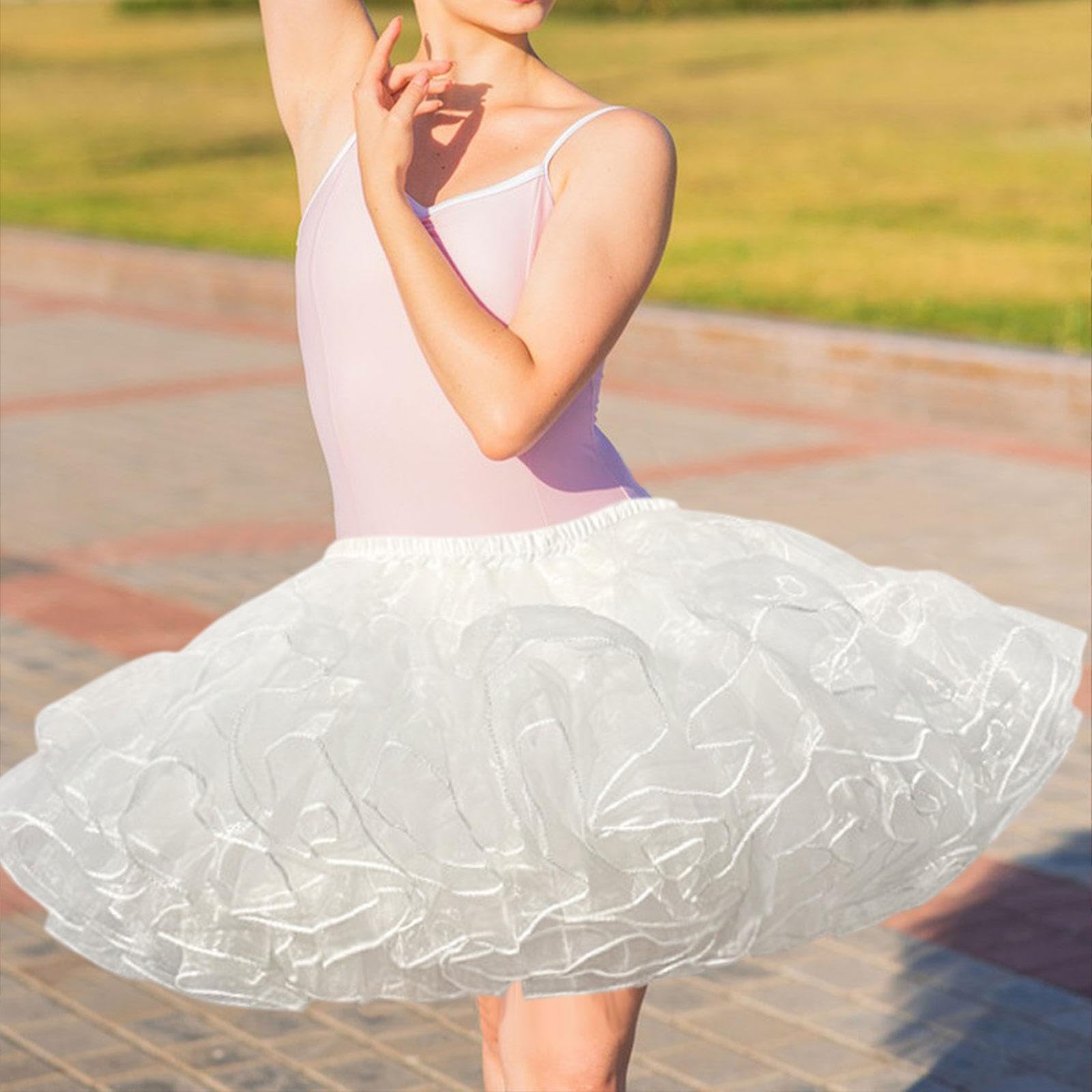 Sottogonna a Crinolina Da Donna, Tutù, con Volant E Elastico in Vita, Realizzata in Filato, Ideale per Feste di Ballo, Cosplay E