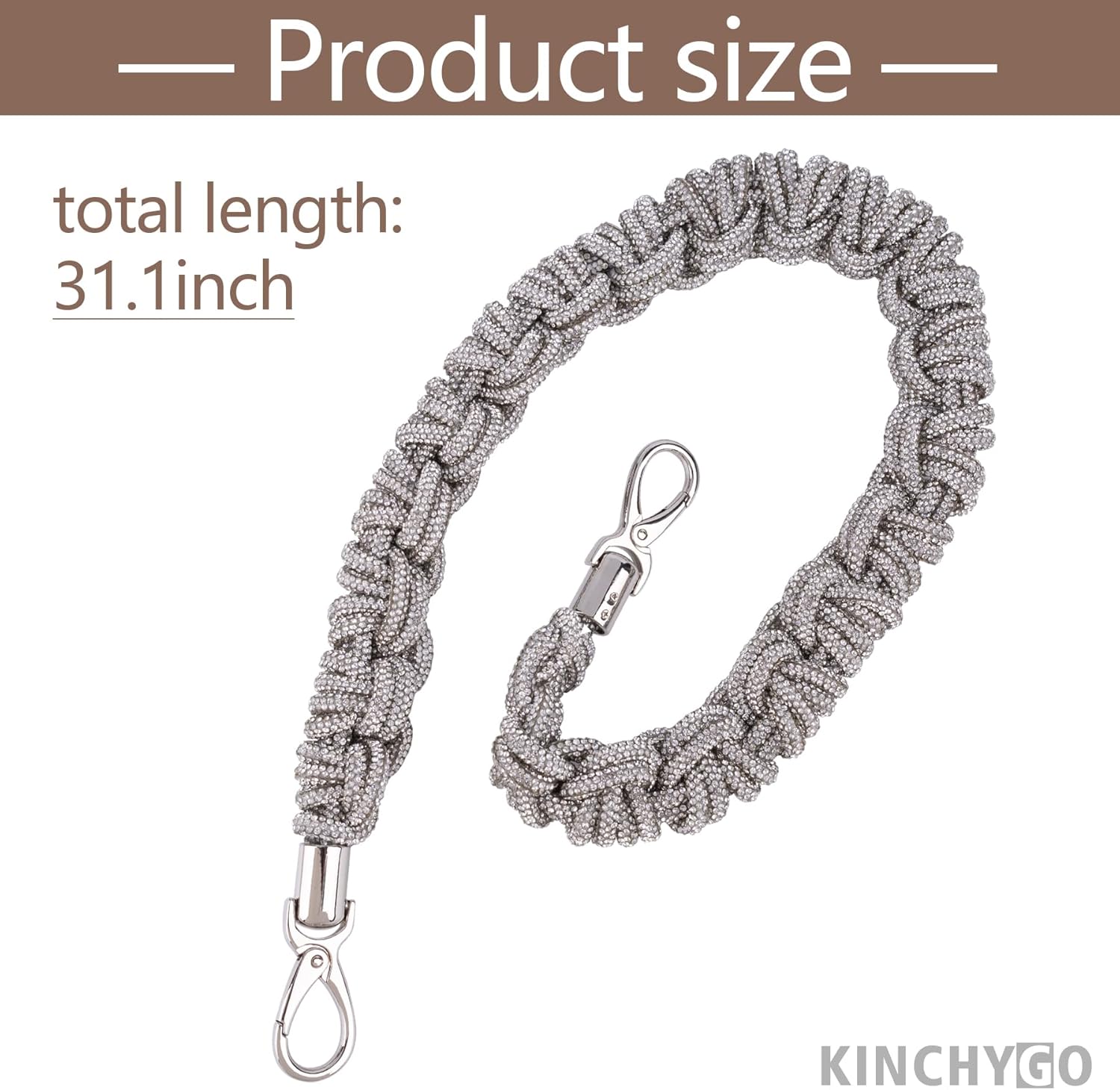 Crystal Metal Purse Strap Bling Shoulder Bag Replacement Chain for Handbag 31 inch