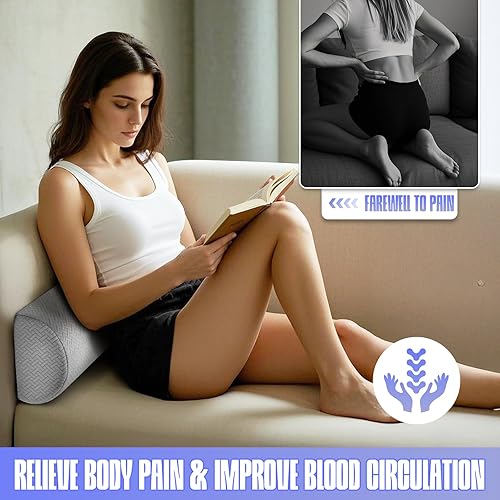 Miniatura 5 de Almohada de rodilla para dormir de espalda, almohada de apoyo debajo de las piernas para dormir de espalda, almohada de media luna para la parte