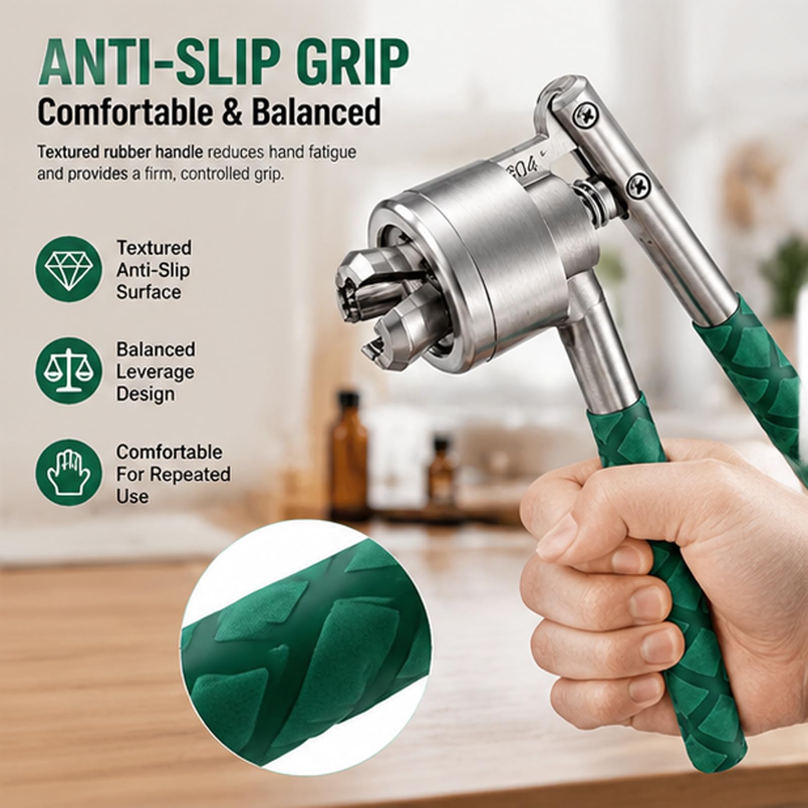Zaciskarka do fiolek Flip Crimper do sztucznego i aluminium | Regulowana, ręczna zgrzewarka 13/15/20 mm, z antypoślizgowym uchwytem(blue,20mm)