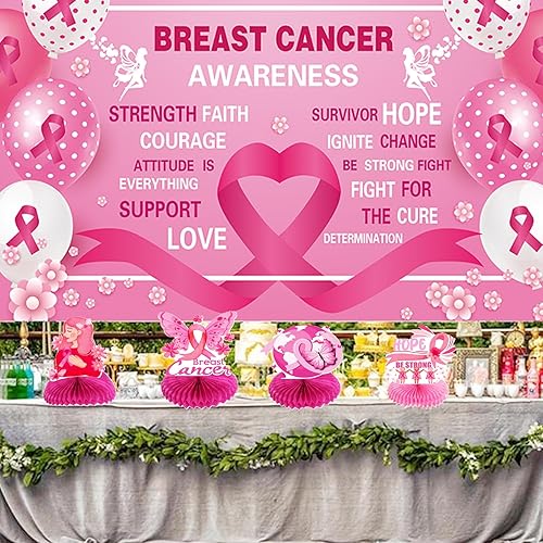 Miniatura 2 de LOONELO 9 centros de mesa de panal para concientización del cáncer de mama, centros de mesa de cinta rosa de doble cara, decoración de mesa de