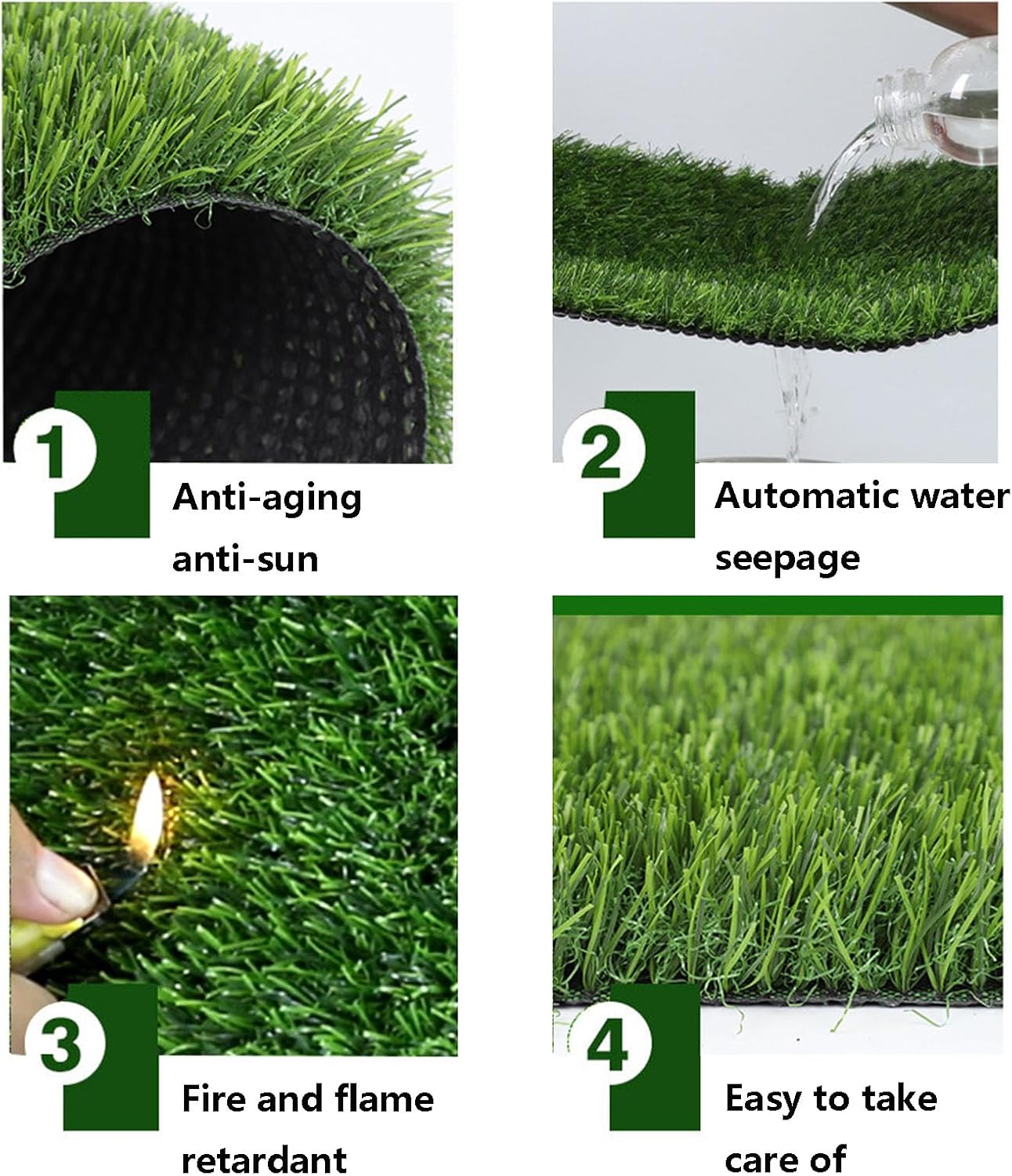 Artificial Grass Thick Turf, Indoor Outdoor Grass Rug Carpet, Artificial Grass Pet Outdoor Grass Rugs for Chicken Coop Pet Garden Lawn Indoor Outdoor (Red 4 Pack)