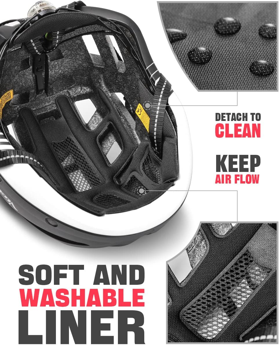 VICTGOAL Bike Helmet for Men Women with Led Light Detachable Magnetic Goggles Removable Sun Visor Mountain & Road Bicycle Helmets Adjustable Size Adult Cycling Helmets - Image 8