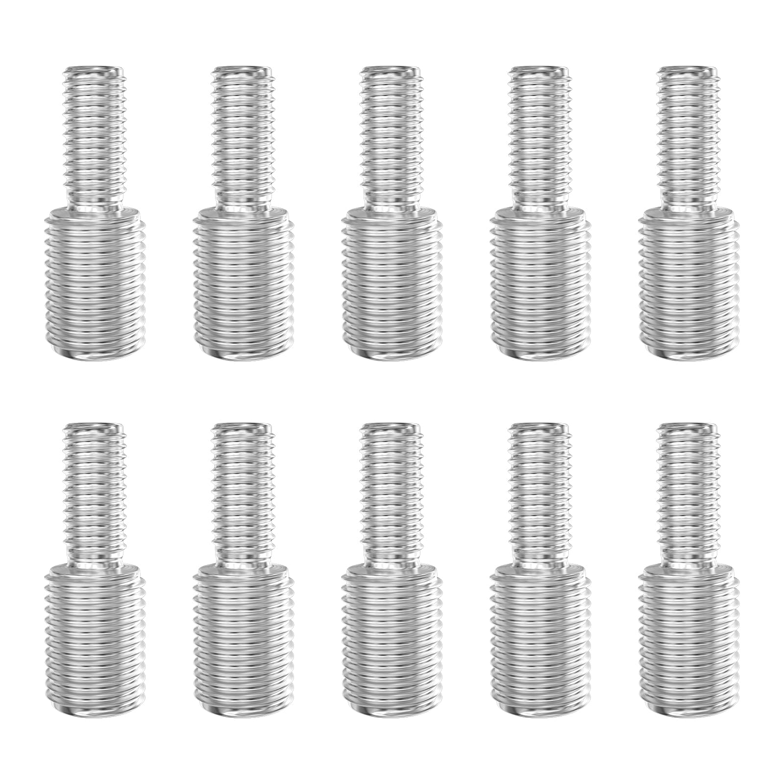 10 Pezzi Bulloni Filettati M3 × 10 mm a M5 × 10 mm, 304 in Acciaio Inox A2 V2A, Doppia Estremità Filettata (lunghezza totale 20 mm)