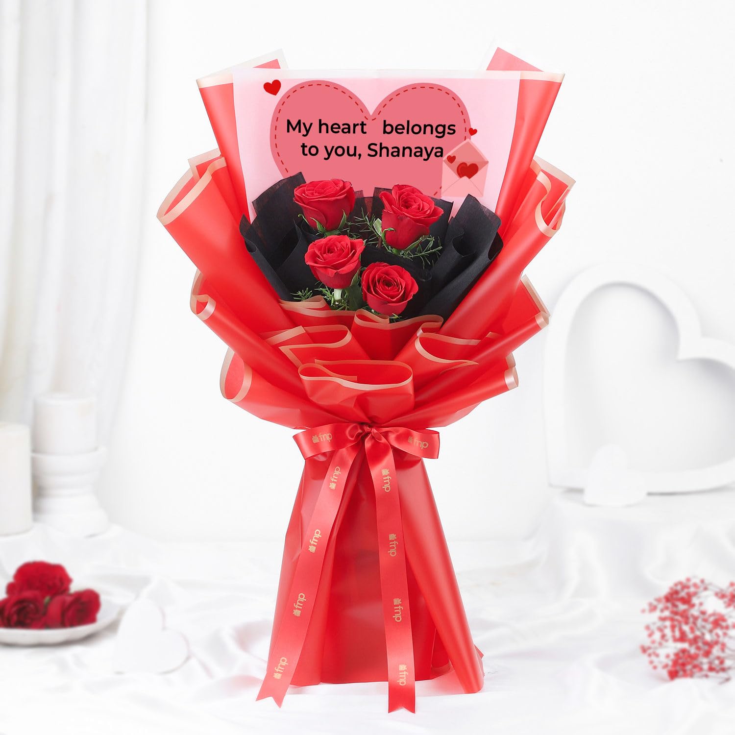 FNP Live Flower Bouquet of 4 Roses In Premium Packing For Birthday Gift, Anniversary Gift, Wedding Gift, Congratulations Gift & Gift For Special Occasions (Same Day Delivery)-image-36