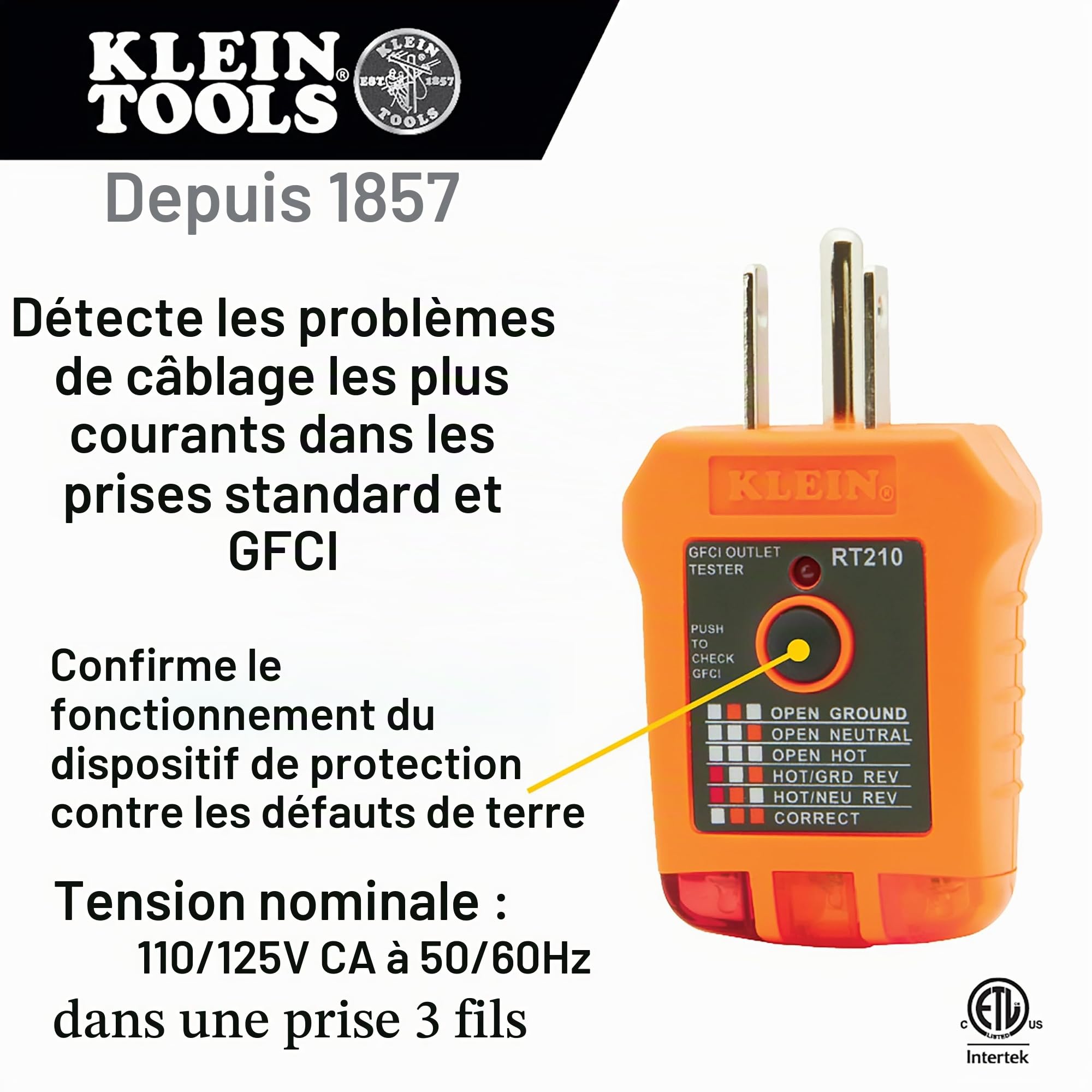Klein Tools MM320KIT Kit de test électrique multimètre numérique, testeur de tension sans contact, testeur de prises, étui de transport et piles