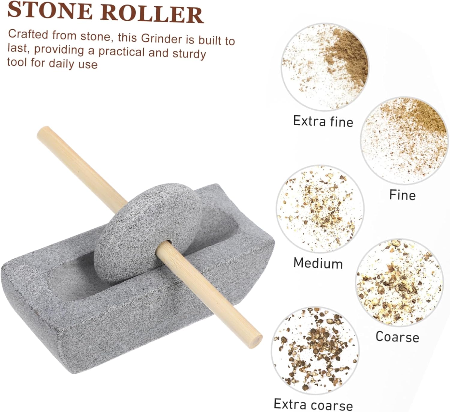 Generic 1 Set Traditional Stone for Tea and Coffee Manual Rolling Pestle Grinder for Home Use Efficient and Tea Leaf Grinding Preserves Flavor and Nutrients