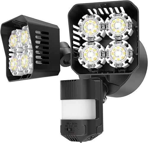 SANSI Luz LED de 36W 3600LM con sensor de movimiento para exteriores, luz de seguridad de 50,000 horas, luz de inundación IP65 equivalente a 200W