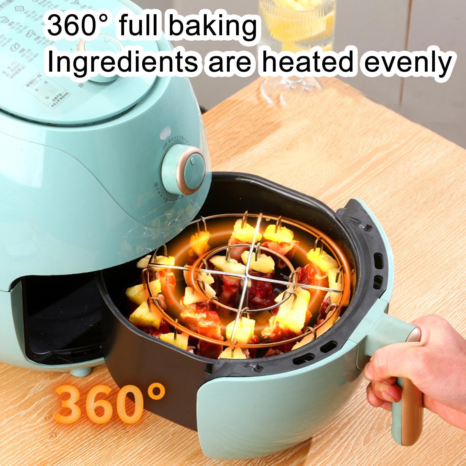 Air Fryer Grill Rack, Vertical Stainless Steel Cooking Rack, Multi Layer Bacon Chicken Holder, Durable Non Stick Food Preparation Accessory for BBQ Kitchen Use