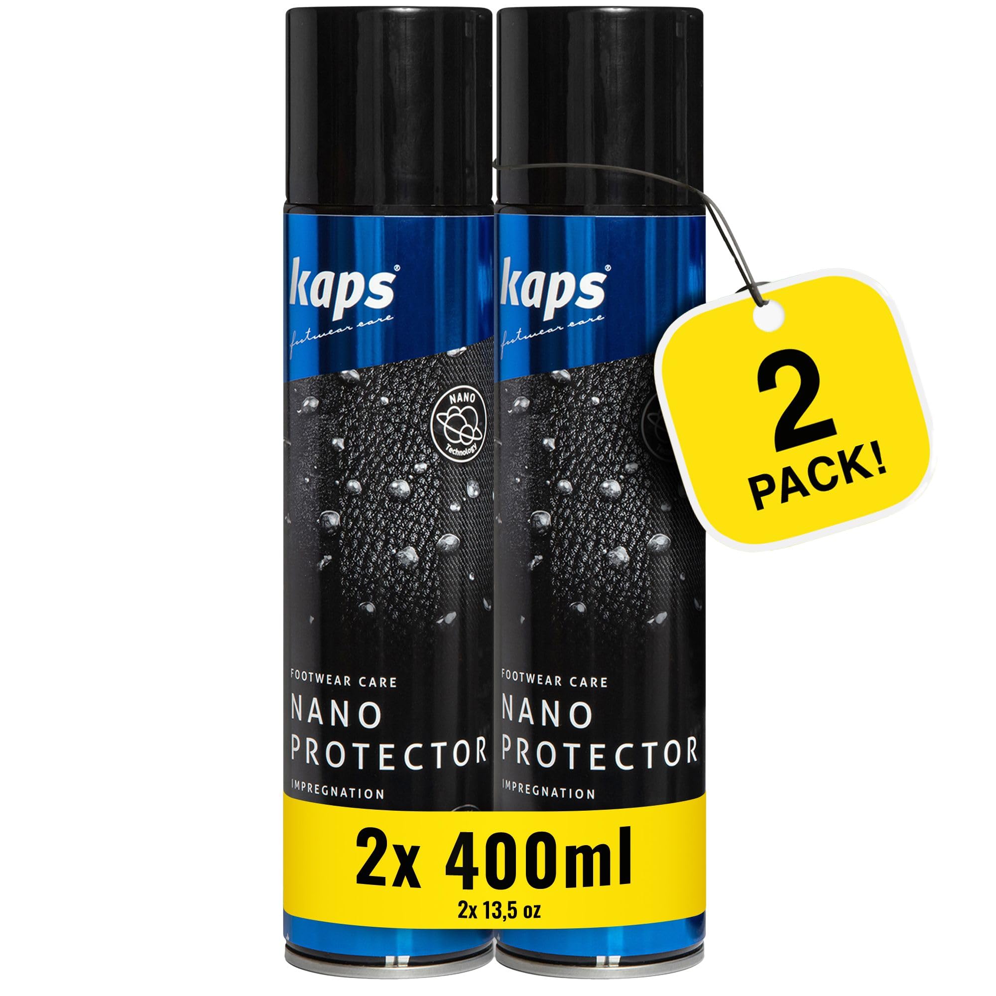 Nano Protector, Set of 2x 400ml, Waterproof Shoe Protector Spray for Leather, Nubuck, Suede, Textiles and TEX Materials, Moisture and Dirt Repellent