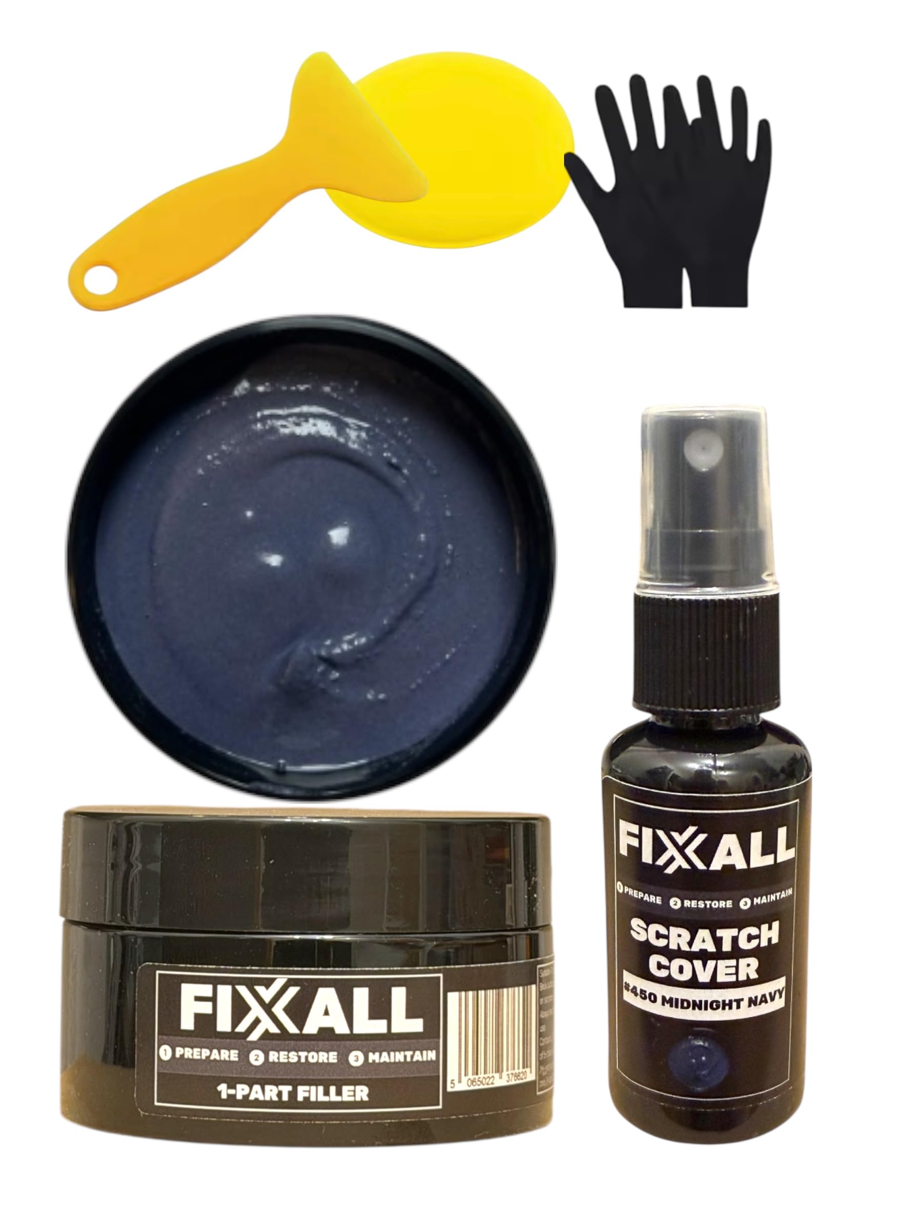 Fixxall All Surface Repair Kit – Wood, Stone & Tile Repairs - Scratch Cover + Repair Filler for Worktops & Floors – Covers Scratches, Scuffs & Small Chips – Quick, Easy DIY (Midnight Navy)
