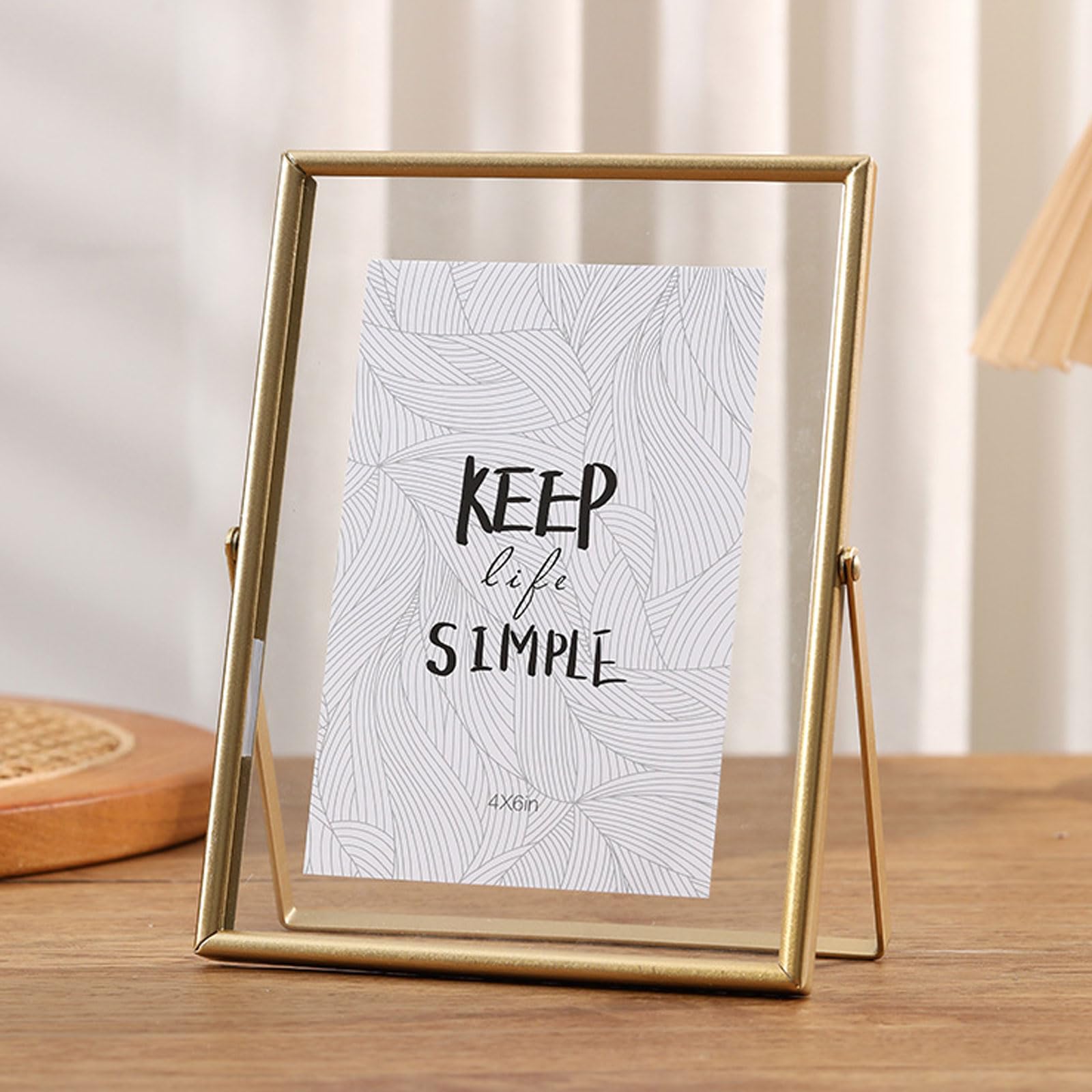Double Sided Floating Photo Frame, Double Sided Transparent Picture Frame Black Gold Multiple Sizes(B Gold,8 Inches [20.3 * 25.4cm])