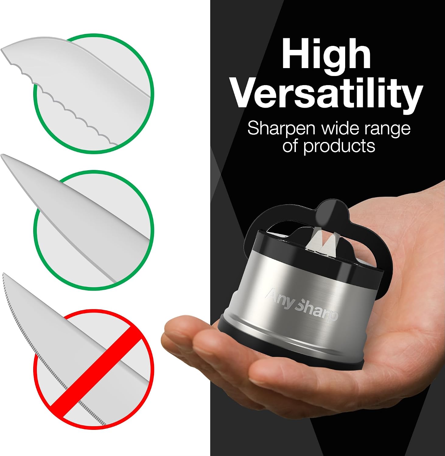 AnySharp Pro - World's Best Knife Sharpener - For All Knives and Serrated Blades
