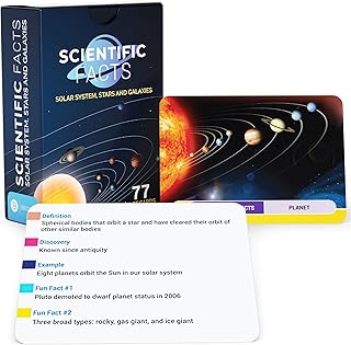 Scientific Facts Flash Cards – 77 Astronomy Learning Cards with Images & Space Facts for Kids & Adults – Solar System, Stars & Galaxies Educational Set – STEM Homeschool Classroom Gift by Briston