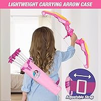 Vista 5 de Arco y flecha para niños, juego de tiro con arco con luz LED con 12 flechas de ventosa, 1 objetivo de pie, 3 objetivos de puntuación y 1 carcaj