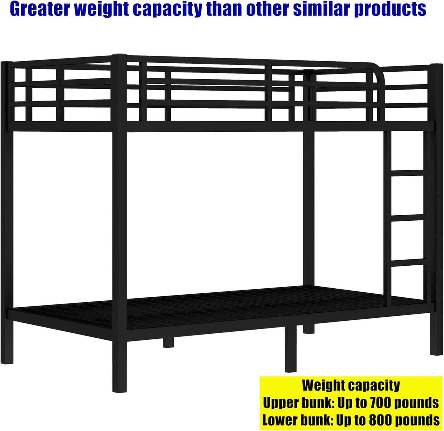 Stronger & Higher Quality Heavy Duty Metal Bunk Bed Frame Twin XL Over Twin XL Size, Thickened Safer More Stable Bunkbed (Black)