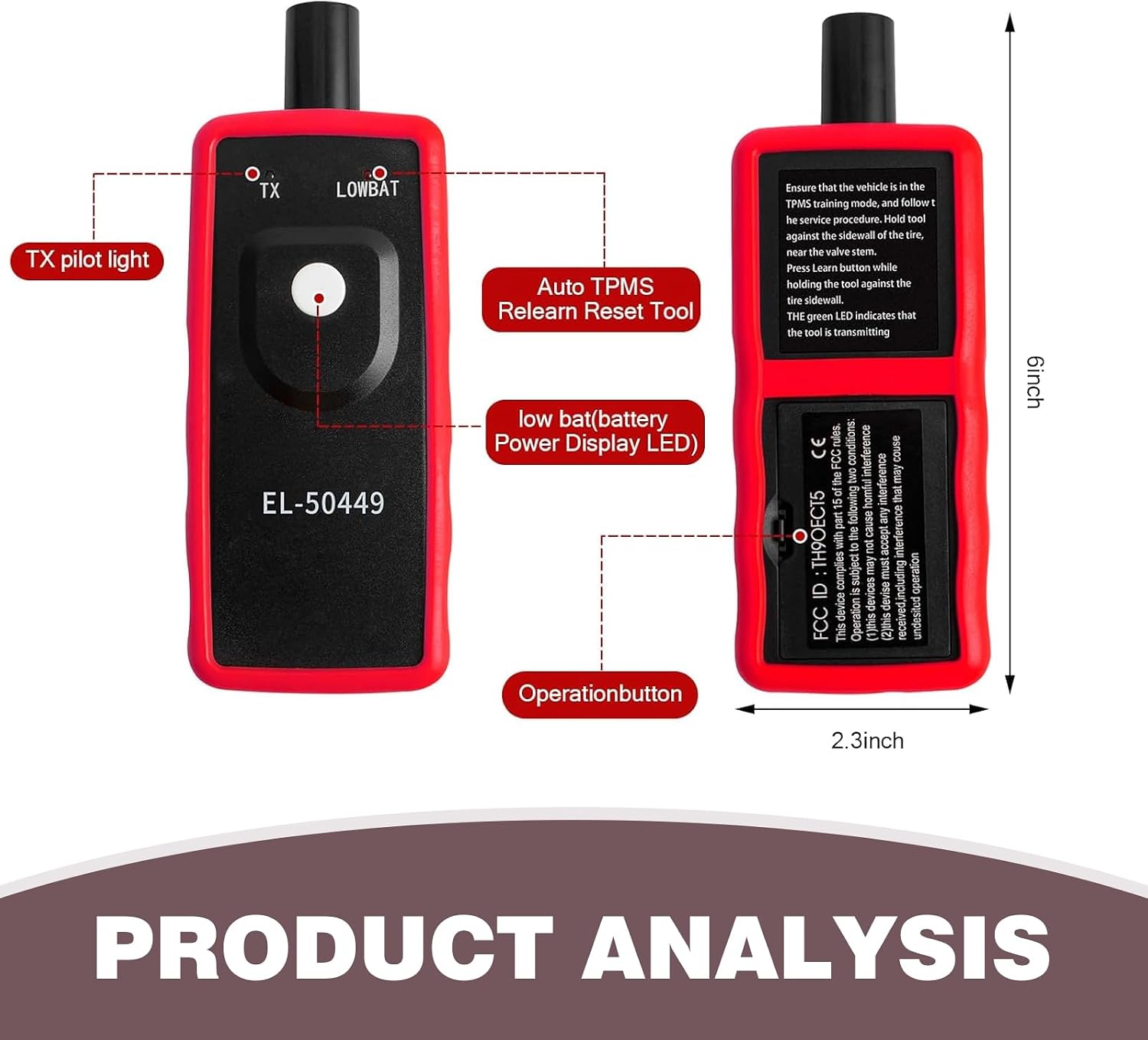 TPMS Relearn Tool, EL-50449 Tire Pressure Reset Fault Diagnostic Instrument, Tire Pressure Sensor Activation Tool, Compatible with Ford Portable Tire Repair Accessories (Black)