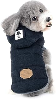 Zunea Small Dog Boy Jacket Coat Soft Fleece Lined Winter Warm Pet Cat Hoodie Puppy Hooded Vest Clothes Windproof Cold Weather Apparel Chihuahua Doggie Sweatshirt Parka Black S