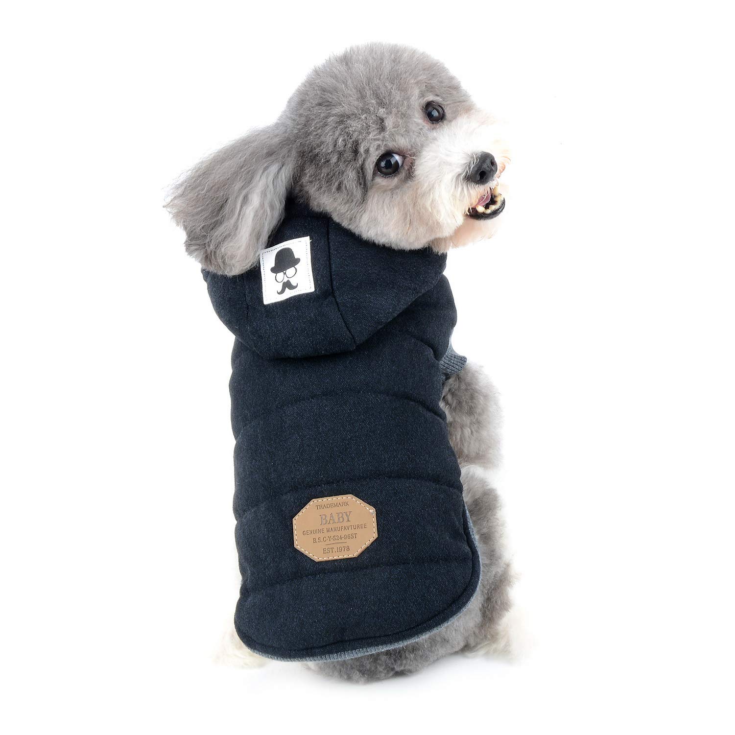 Zunea Small Dog Vest Coat Fleece Lined Winter Warm Puppy Hooded Jacket Windproof Pet Chihuahua Sweatshirt Soft Doggie Clothes Cold Weather Apparel Black XXL — image 1