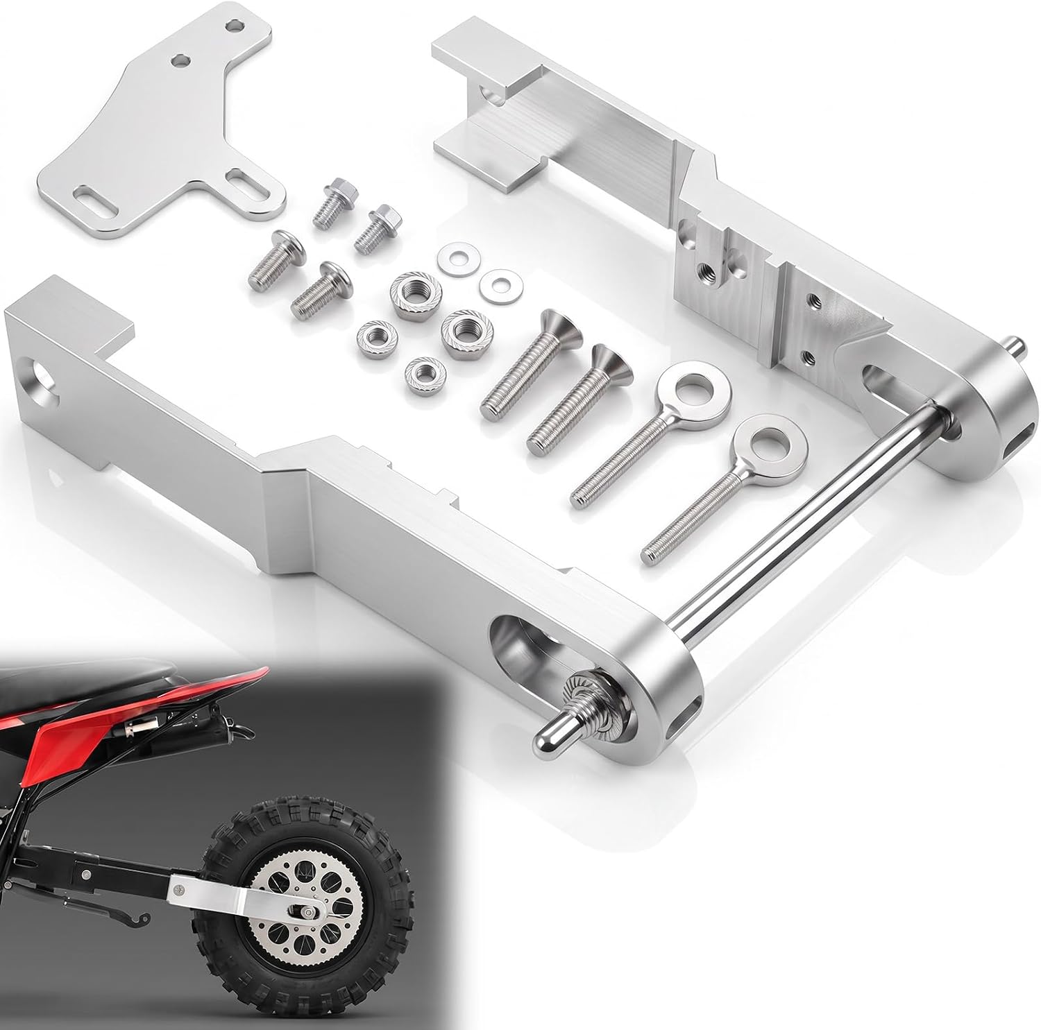 Outus Silver Swingarm Extension Kit for Popular Mini Dirt Bikes