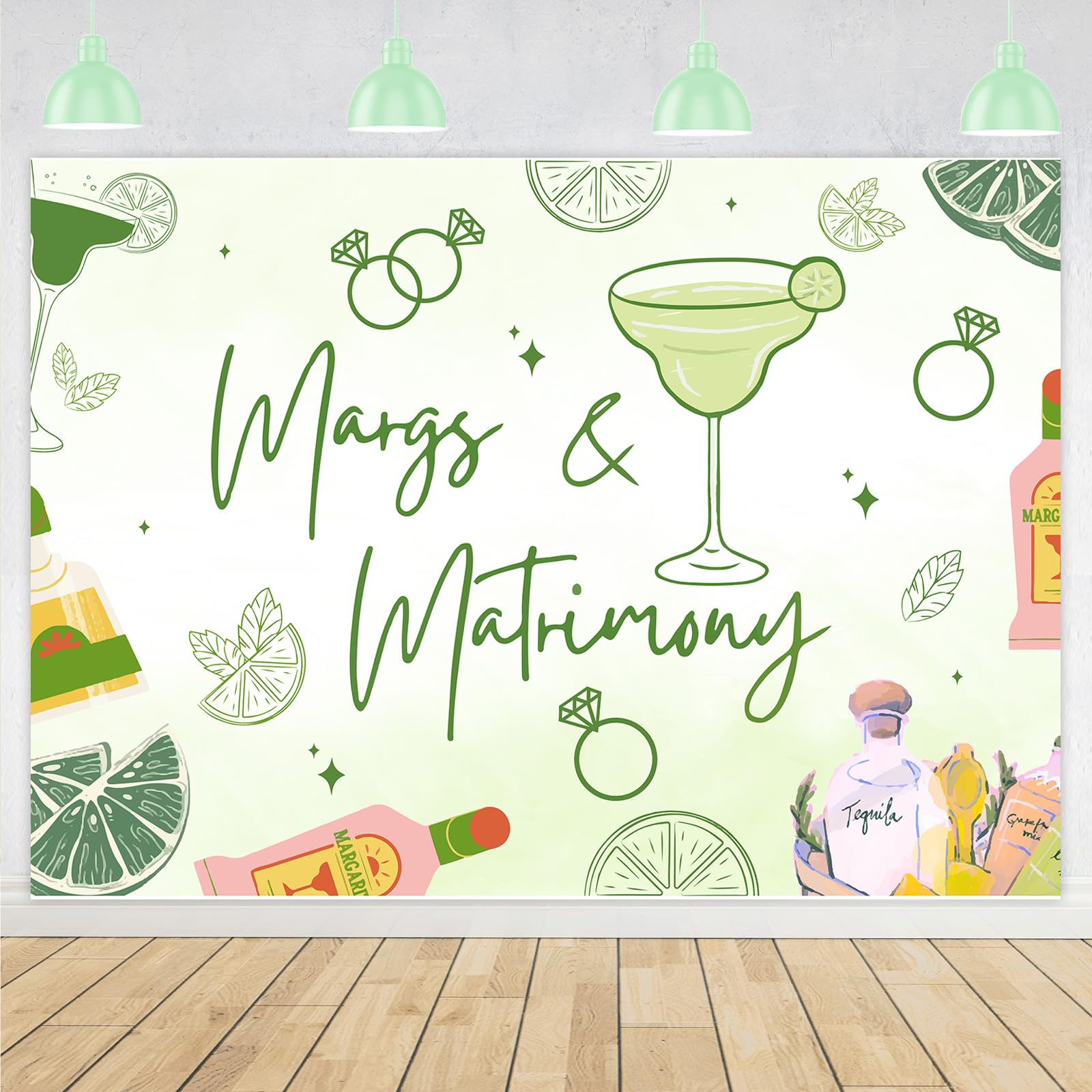 Wonmelody 7*5ft Margs and Matrimony Bachelorette Decorations Backdrop Margarita Backdrop Banner Cinco De Mayo Mexican Fiesta Banner Bridal Shower
